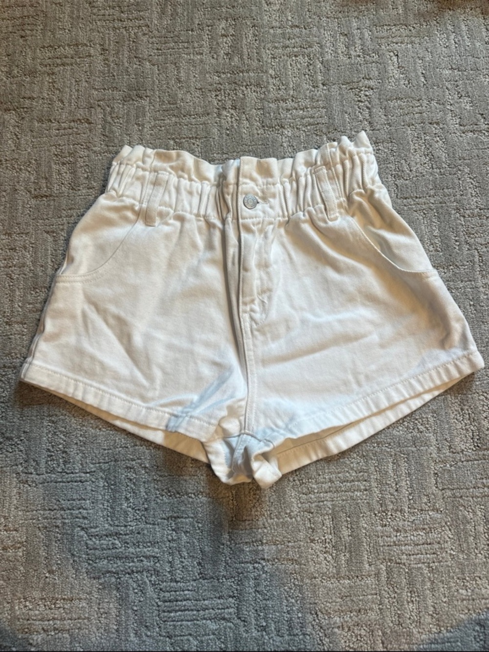 PacSun White High-Waist Paperbag Shorts